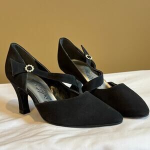 Vintage Life Stride Night Life Formal Provocative Black Fabric High Heels 6